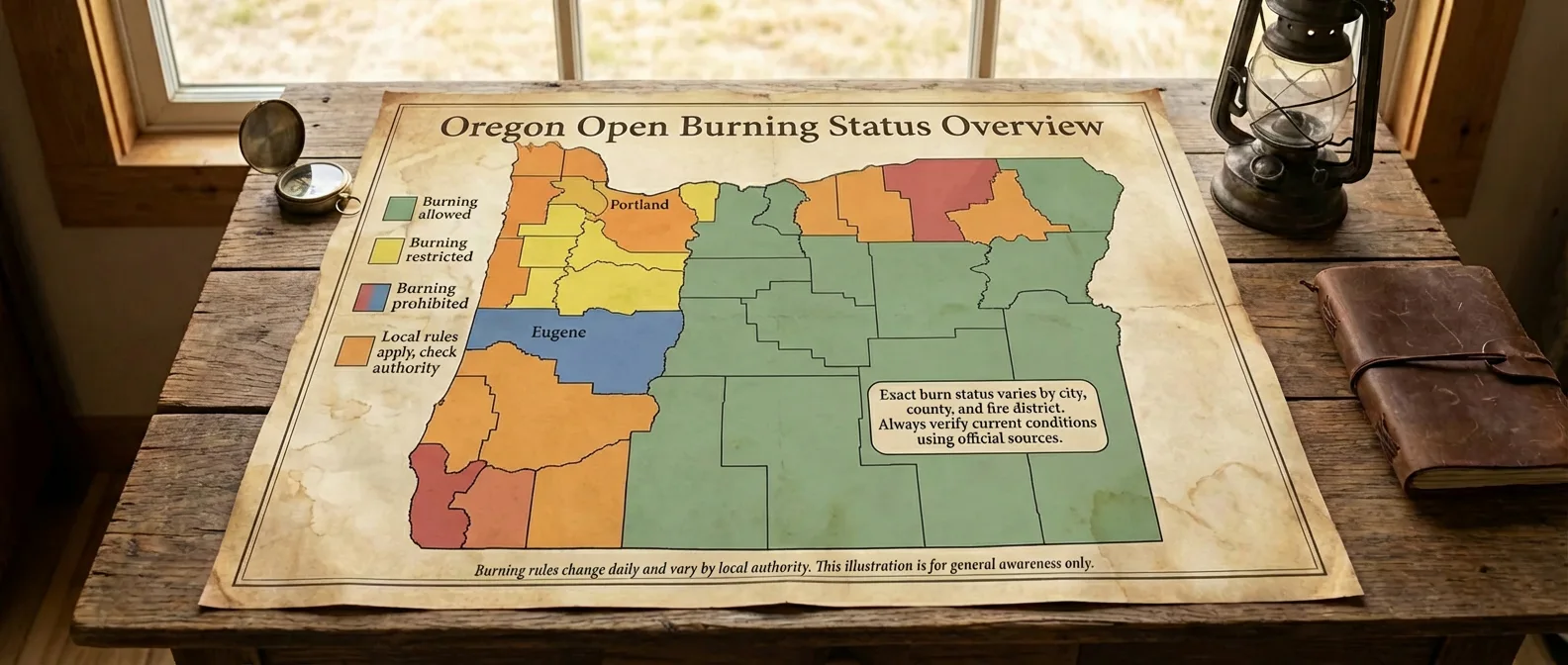 A map of Oregon highlighting areas with specific wood stove regulations