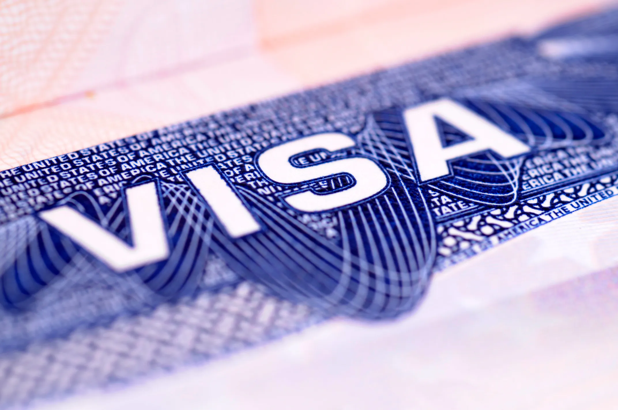 Close-up of a U.S. visa document showing the word 