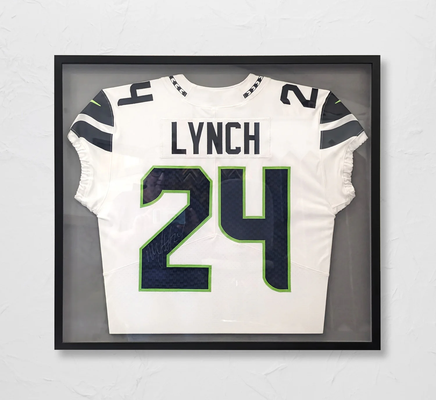 Framed white football jersey with 
